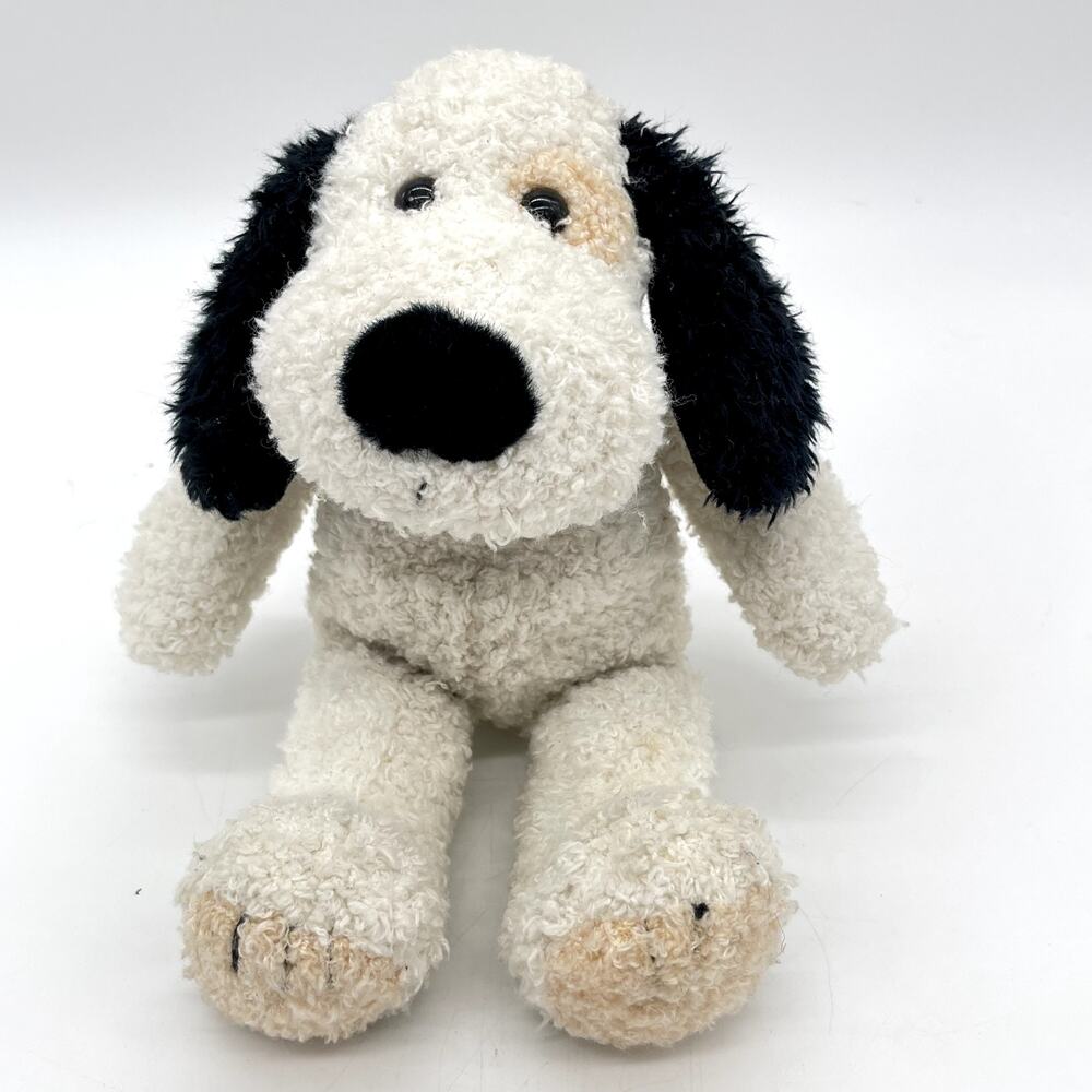 Vintage 1992 Mary Meyer Curly Black and White Puppy 13" Dog Scruffy Black Tan